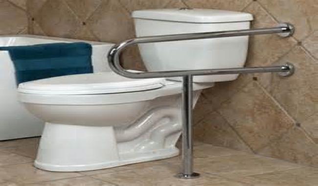 Accessible toilet with grab bars